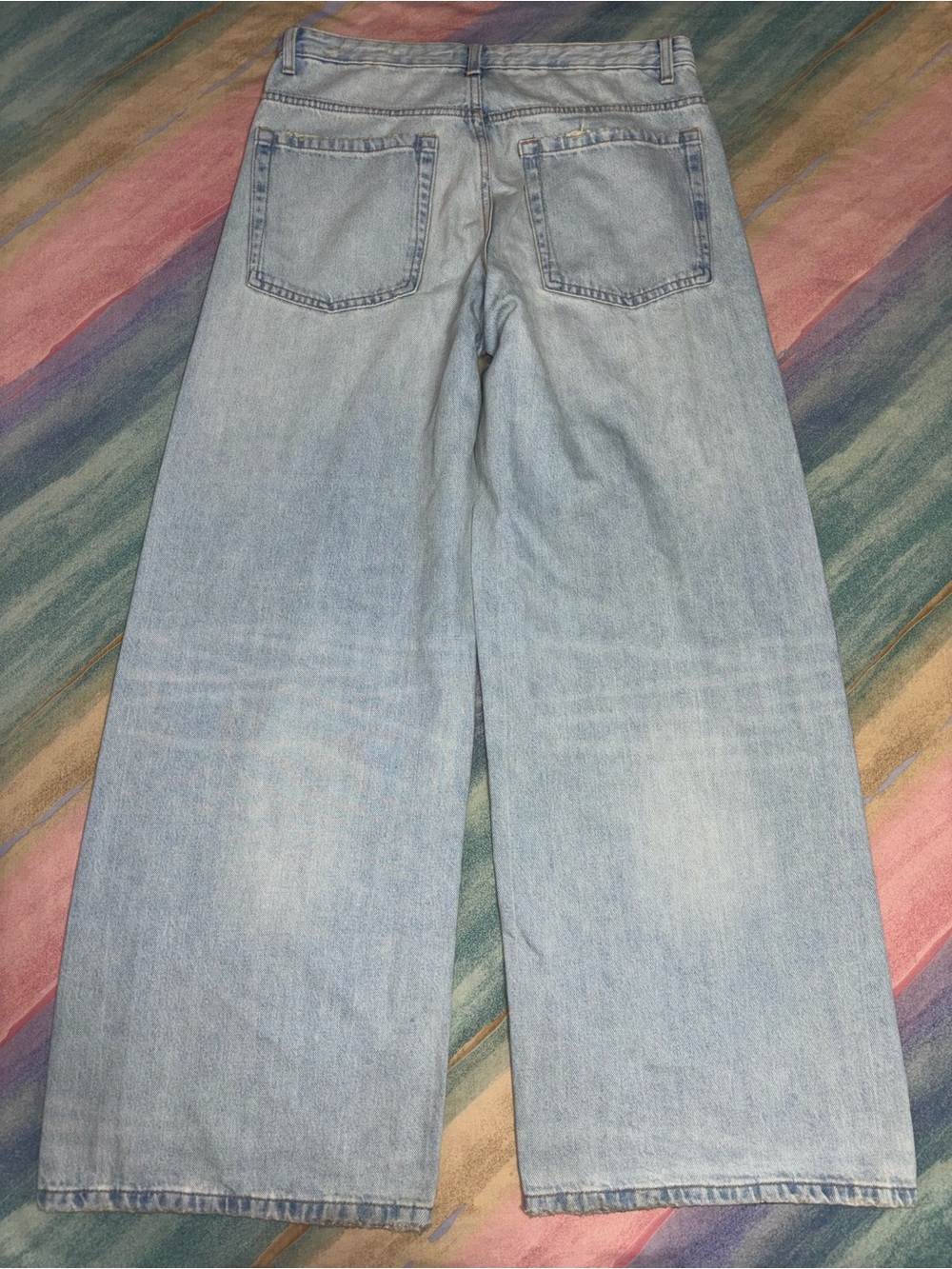 Zara Light Wash High Rise Wide Leg Jeans Blue Womens Size 8 Relaxed Fit